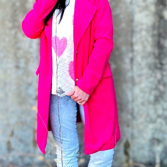 Pink Poppin Button Down Coat - Picture 5 of 5